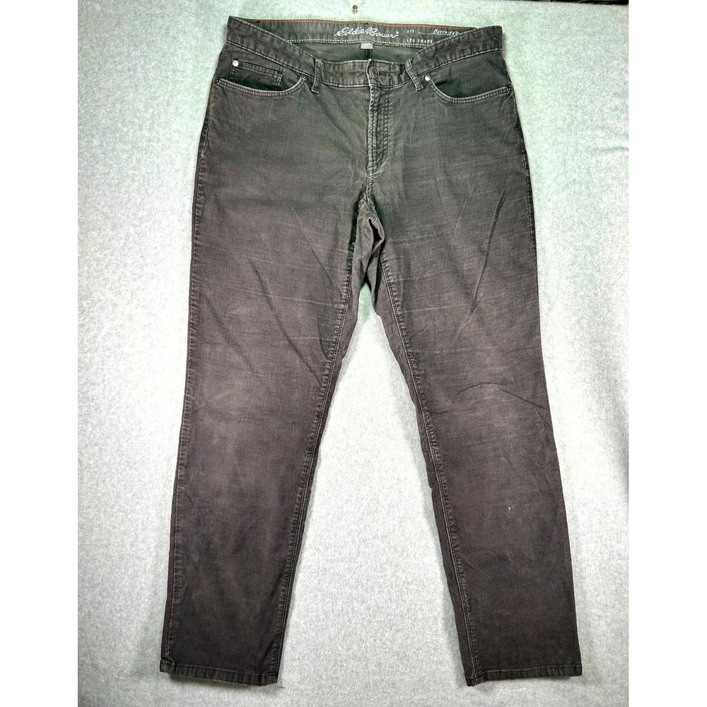 Eddie Bauer Corduroy Boyfriend Pants Womens 12 Gray Relaxed 5 Pockets Mid Rise